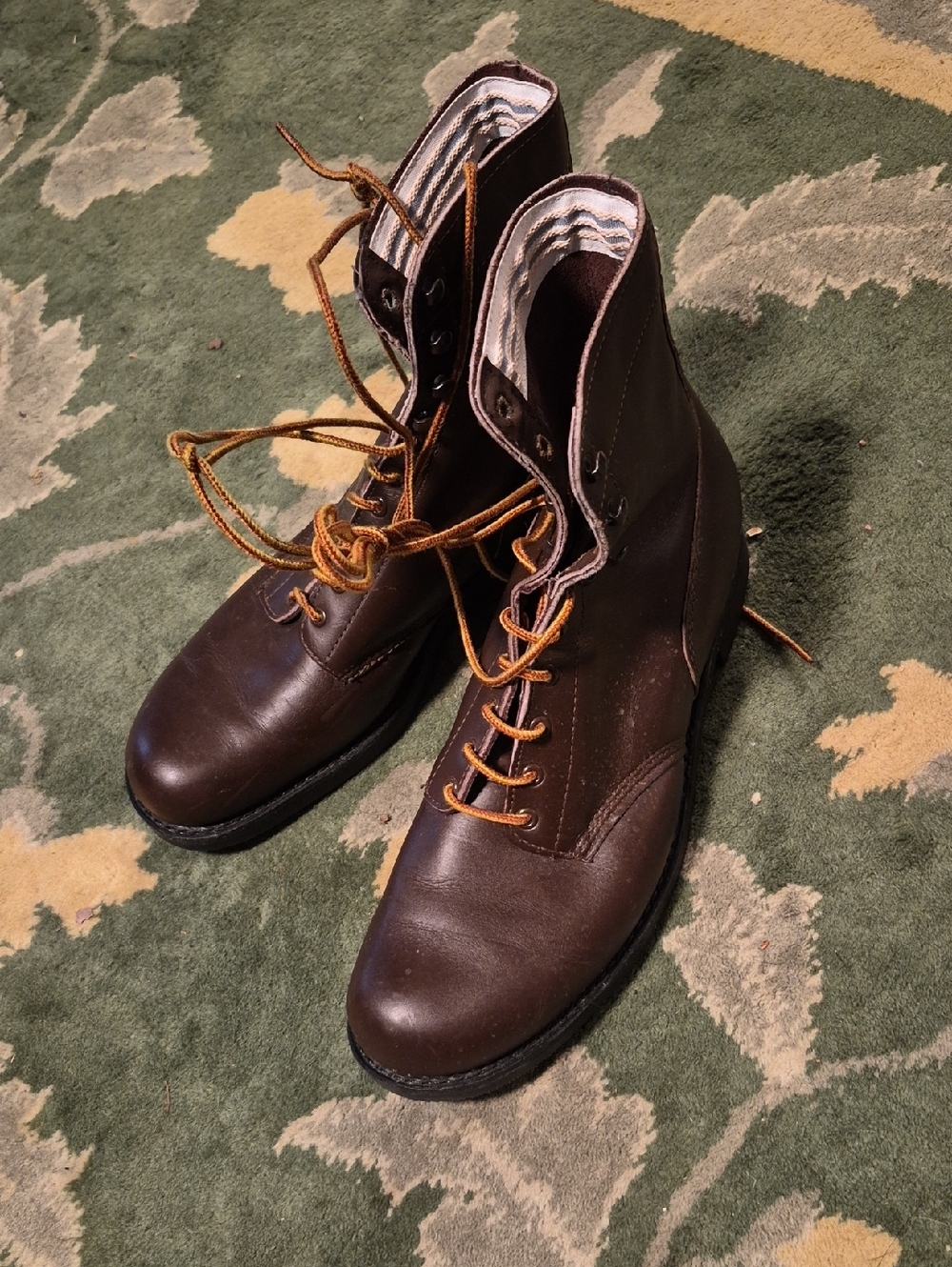 Supreme Brown Leather Work Boots with Tan Laces
